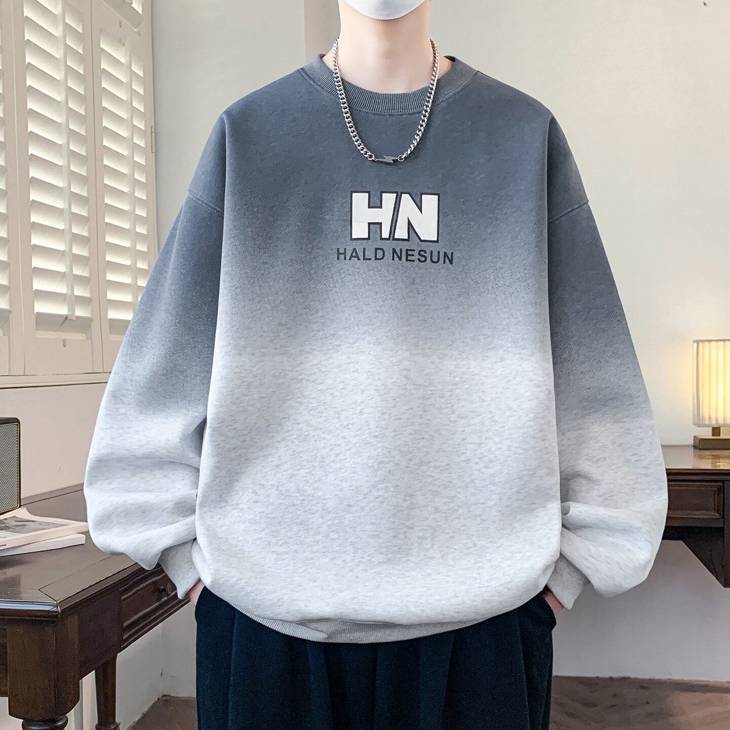 春秋季圆领卫衣男初中高中学生帅气春装青少年大童男装打底衫上衣