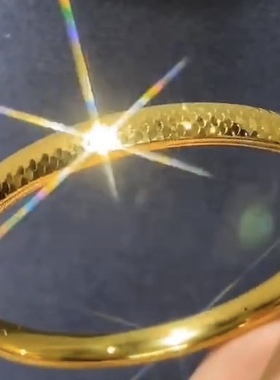 12k黄金厚包999足金24k实心龙鳞蹦迪手镯手环波光粼粼古法国风