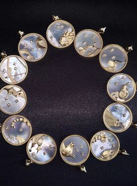 南非真钻镶嵌星座金币带证书吊坠