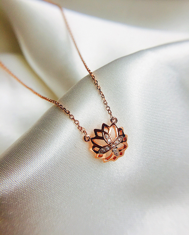 南非真钻锁骨链吊坠9K金