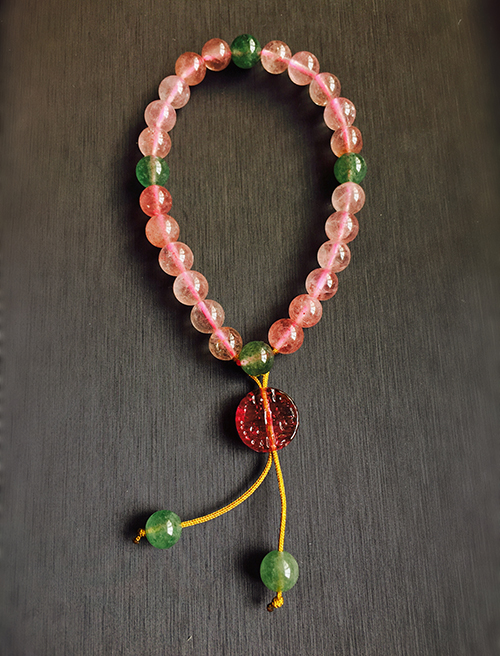 2018年新款纯天然水晶碧玺翡翠K金宝石手工制作设计手串私人定制 不可复制 清宫十八子 宫廷配饰