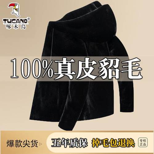 进口水貂皮外套男士保暖短款