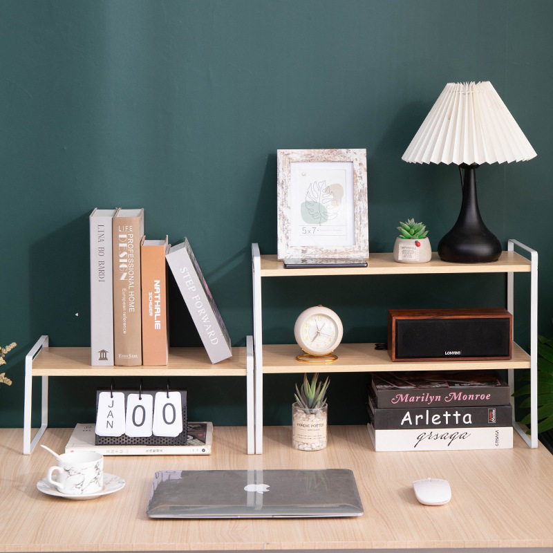 桌面铁艺书架置物架桌上家用收纳架柜子学生书桌架子多层简易书柜