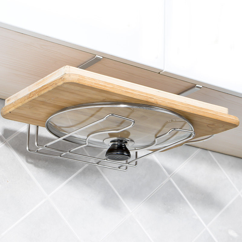 锅盖架不锈钢304免打孔免钉家用厨房橱柜下挂式放菜板砧板收纳架,厨房/烹饪用具,抹布架/厨房清洁收纳架,淘宝优惠券,粉丝福利购,淘宝优惠卷