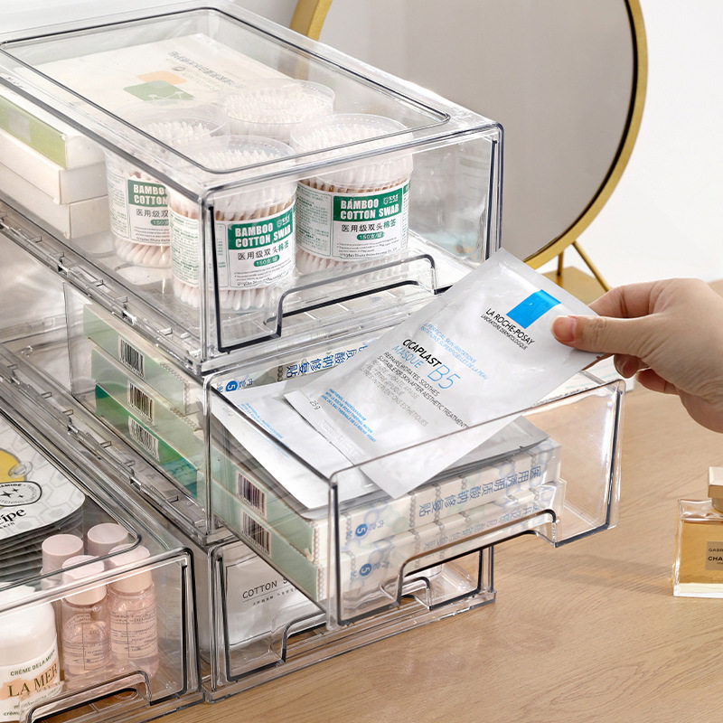 简约抽屉式透明收纳盒桌面办公文具储物盒塑料杂物多层叠加整理盒,收纳整理,其他收纳盒,淘宝优惠券,粉丝福利购,淘宝优惠卷
