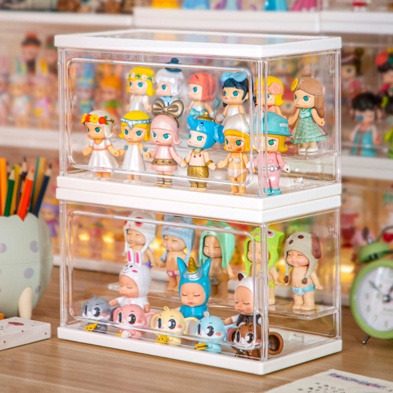 手办展示盒大容量透明摆柜亚克力泡泡玛特盲盒展示架乐高收纳盒