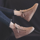 人本棉鞋女2025秋冬侧拉链加绒高帮帆布鞋韩版女鞋保暖休闲短靴子