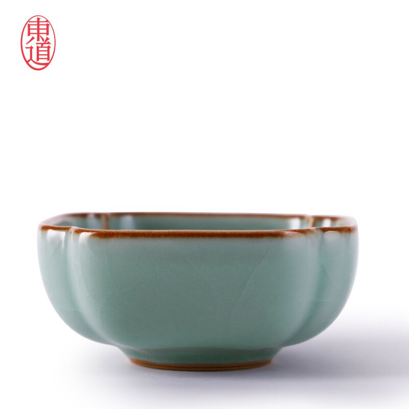 正品东道汝窑四芳杯绿粉青亮光釉主人杯个人杯陶瓷杯可养开片包邮