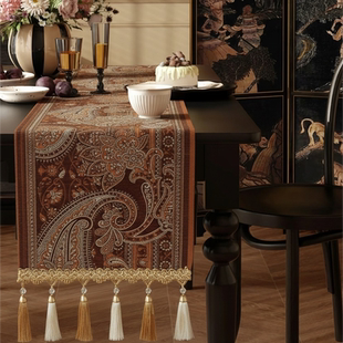 高档雪尼尔桌旗美式 布艺中古风电视柜 复古高端餐桌茶席桌布欧式