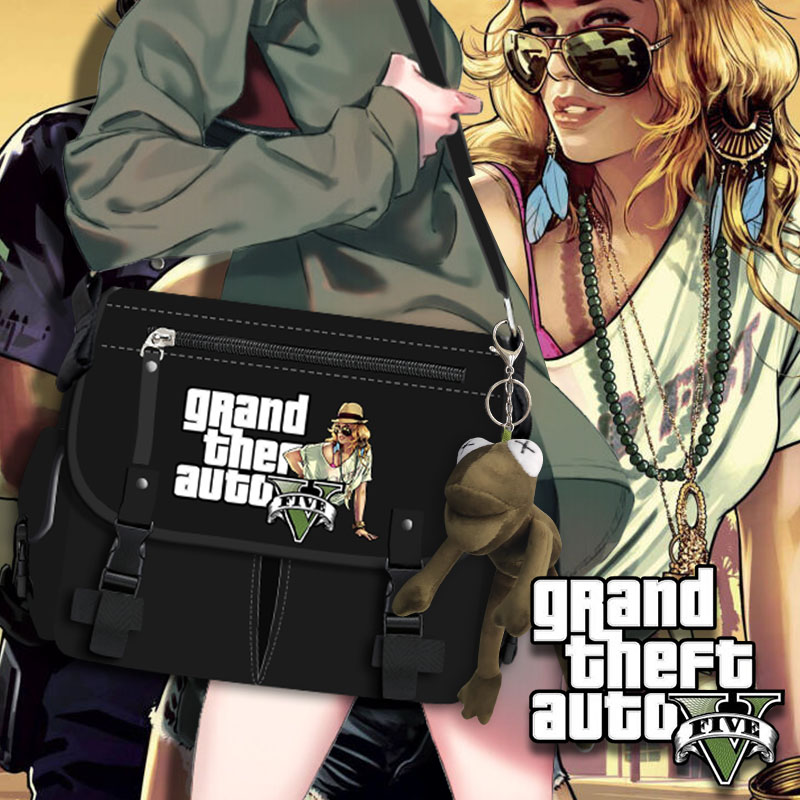 gta游戏5周边挎包男士侠盗猎车手欧美潮牌休闲单肩包2021新款