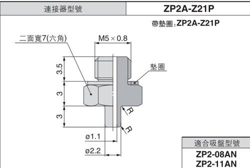 ZP2A-Z21P喷嘴型真空吸盘接头螺丝基座外牙ZP2-T08/T11ANN-A5特价
