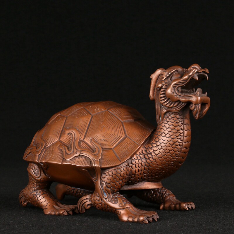 紫铜龙龟摆件黄铜霸下赑屃龙头龟客厅办公室摆设祝寿礼品工艺品