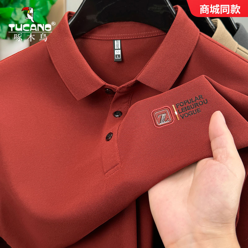啄木鸟秋冬季新款长袖男士POLO衫