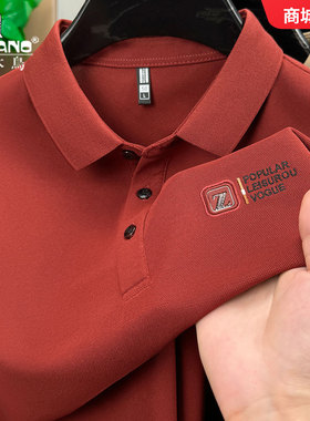啄木鸟长袖POLO衫秋冬季刺绣翻领男士T恤休闲中年新款上衣打底衫