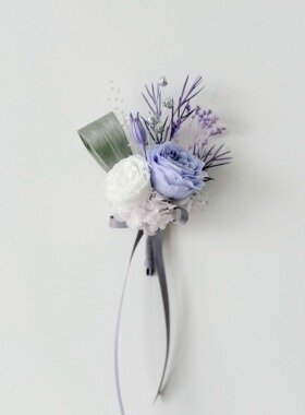 想象STUDIO小众婚礼新郎胸花永生花紫色高级 新娘手腕花优雅紫色