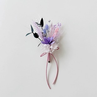 想象STUDIO小众婚礼新娘伴娘手腕花莫奈紫伴郎胸花永生花宾客襟花