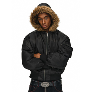 ANTIDOTE可拆卸连帽毛领飞行夹克男加厚bomber棉服冬工装 夹棉外套