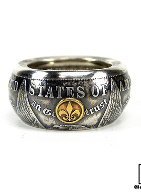 男款纯手工定制摩根银币戒指霸气