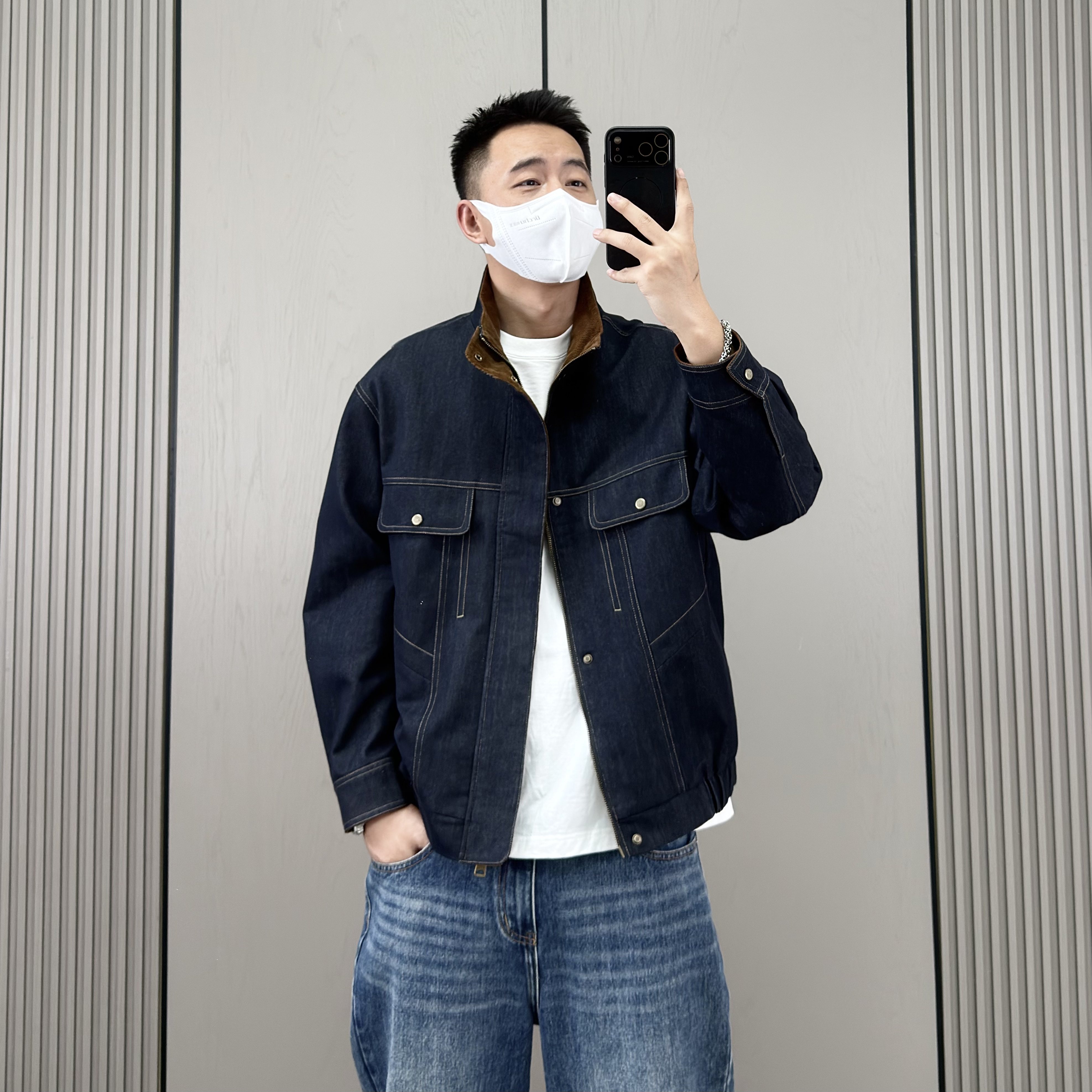 梅一天美式复古巴恩风立领夹克男26春秋新款休闲宽松百搭牛仔外套,男装,牛仔外套,淘宝优惠券,粉丝福利购,淘宝优惠卷