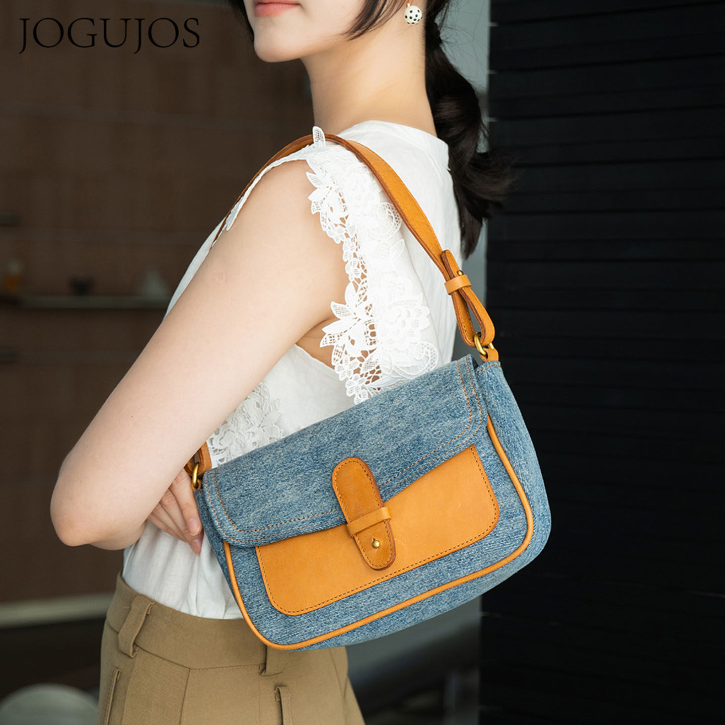 轻奢牛仔蓝腋下包高级感配真皮单肩斜挎包百搭洋气小方包邮差包女,箱包皮具/热销女包/男包,腋下包,淘宝优惠券,粉丝福利购,淘宝优惠卷