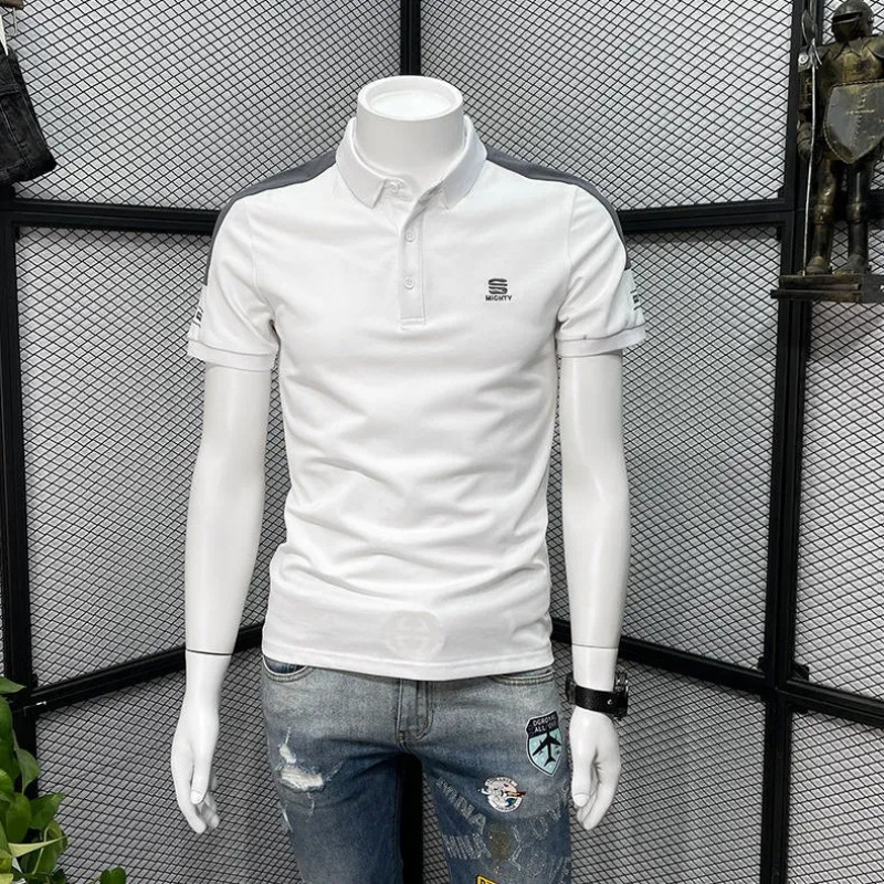 POLO衫男短袖新款夏季撞色有领体