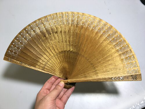 古风扇子金丝楠木小叶桢楠