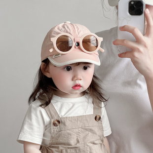 墨镜可拆戴儿童棒球帽夏季短檐速干遮阳帽男女宝宝鸭舌帽2025新款
