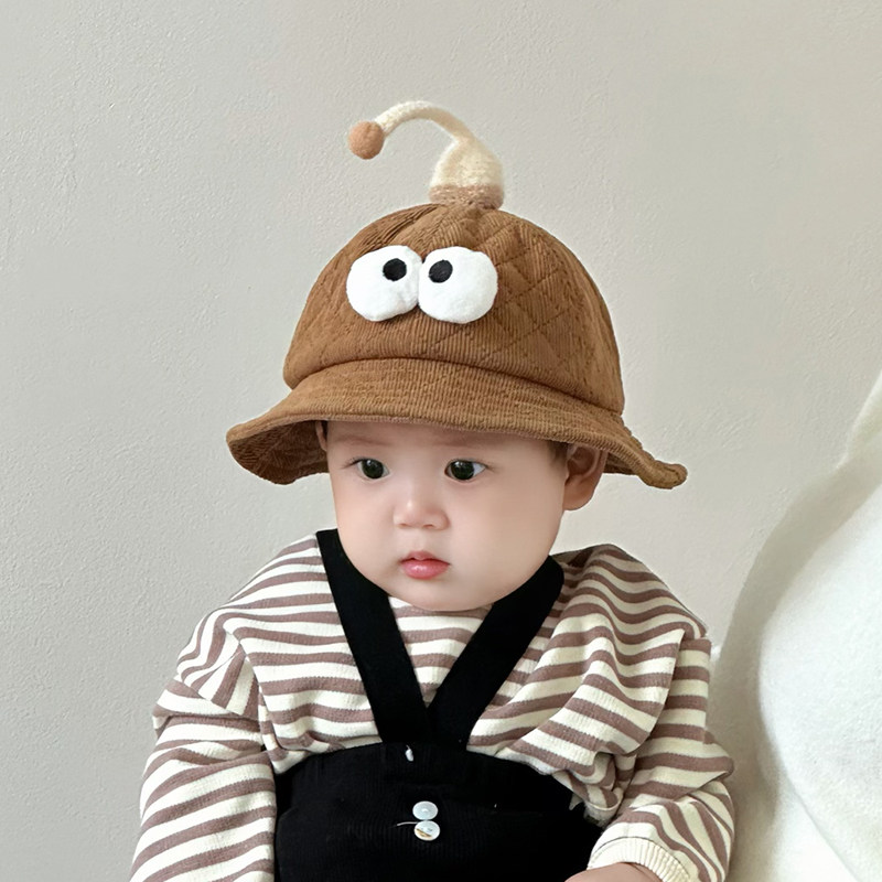 婴幼儿渔夫帽可爱超萌大眼睛男女宝宝盆帽灯芯绒秋冬保暖遮阳帽潮,童装/婴儿装/亲子装,帽子,淘宝优惠券,粉丝福利购,淘宝优惠卷