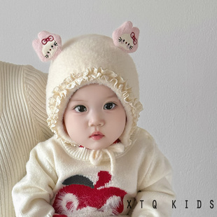 宝宝护耳帽子秋冬季2025新款婴幼儿童包耳帽加厚冬天保暖加厚套头