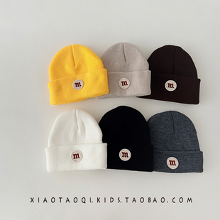 ins婴幼儿帽子秋冬季保暖毛线瓜皮帽男女宝宝洋气百搭套头针织帽