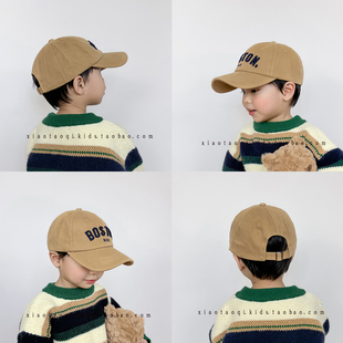 儿童帽子春秋帅气男童鸭舌帽字母女宝宝棒球帽韩版弯檐遮阳帽绿色