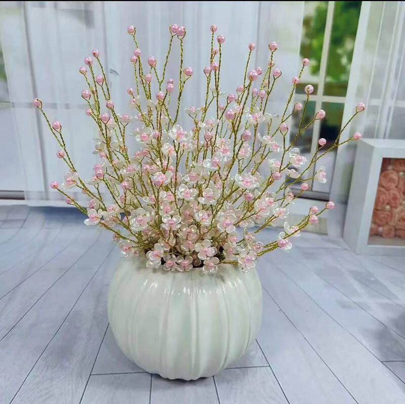 手工DIY串珠幸福花串珠材料包盆景四叶花瓣花片散珠abs仿珍珠古风