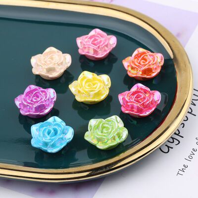 diy亚克力编织平底七彩花朵贴片