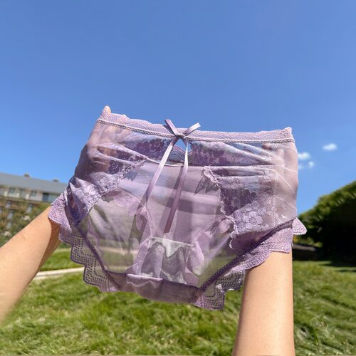 【90-200斤】镂空网纱女士内裤半透明高弹柔软性感蝴蝶结大码内裤