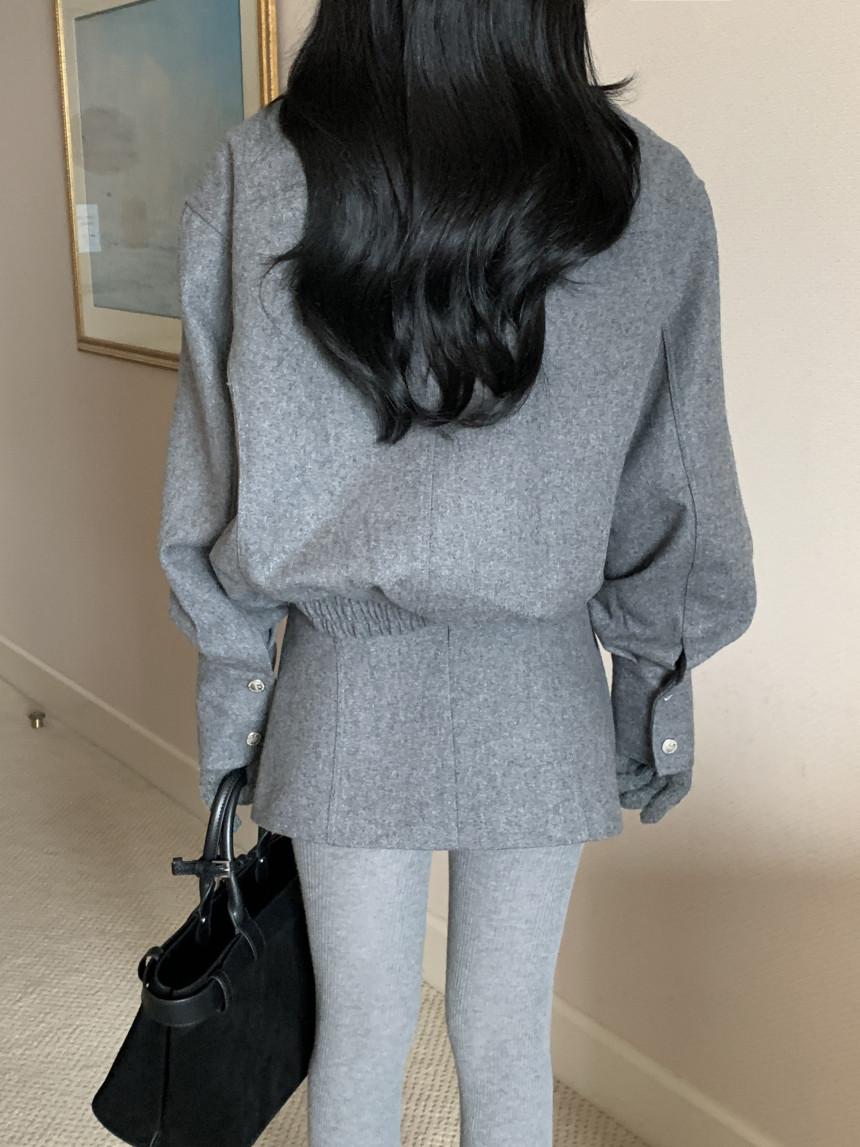 thumbnail for Korean autumn and winter thickened leg of mutton sleeve jacket jacket jacket women's loose and thin versatile hip skirt suit