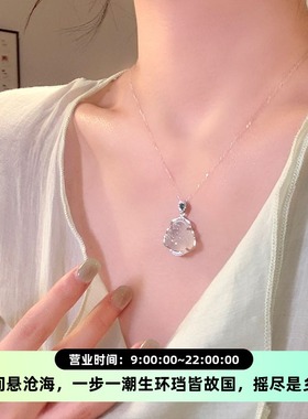 新中式闪钻冰透佛公项链女轻奢小众高级感锁骨链百搭气质设计颈链