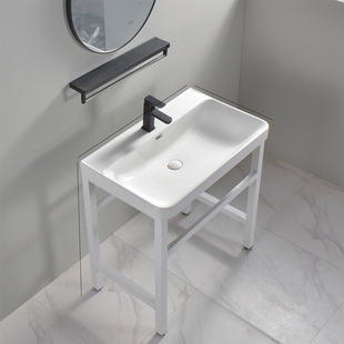 一体式台面盆落地式卫生间洗手池陶瓷一体台盆洗脸盆稳固圆角厚边