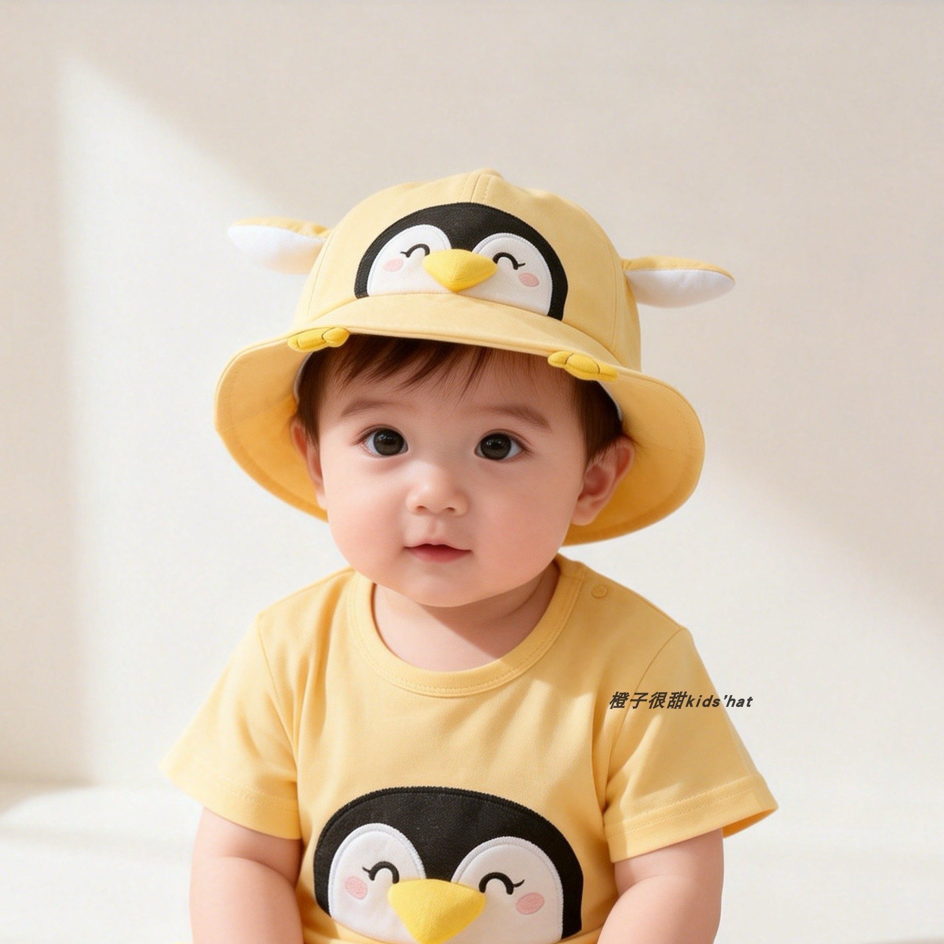 婴儿帽子春秋款可爱小企鹅防晒渔夫帽男女宝宝防风盆帽超萌,童装/婴儿装/亲子装,帽子,淘宝优惠券,粉丝福利购,淘宝优惠卷