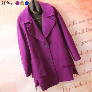 品牌撤柜韩国2016春装新款西装翻领侧开叉宽松中长款西服外套风衣