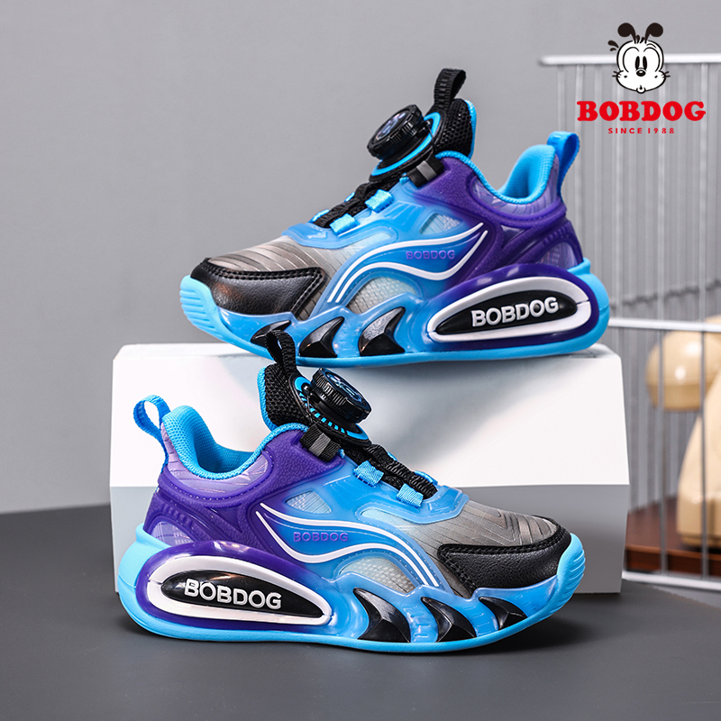 巴布豆童鞋男童运动鞋皮面防水