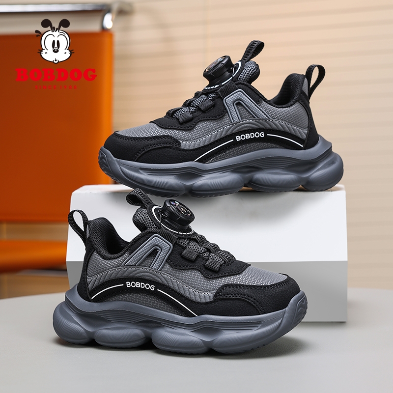 巴布豆儿童运动鞋男童鞋子秋冬新款男孩皮面防水中大童轻便跑步鞋