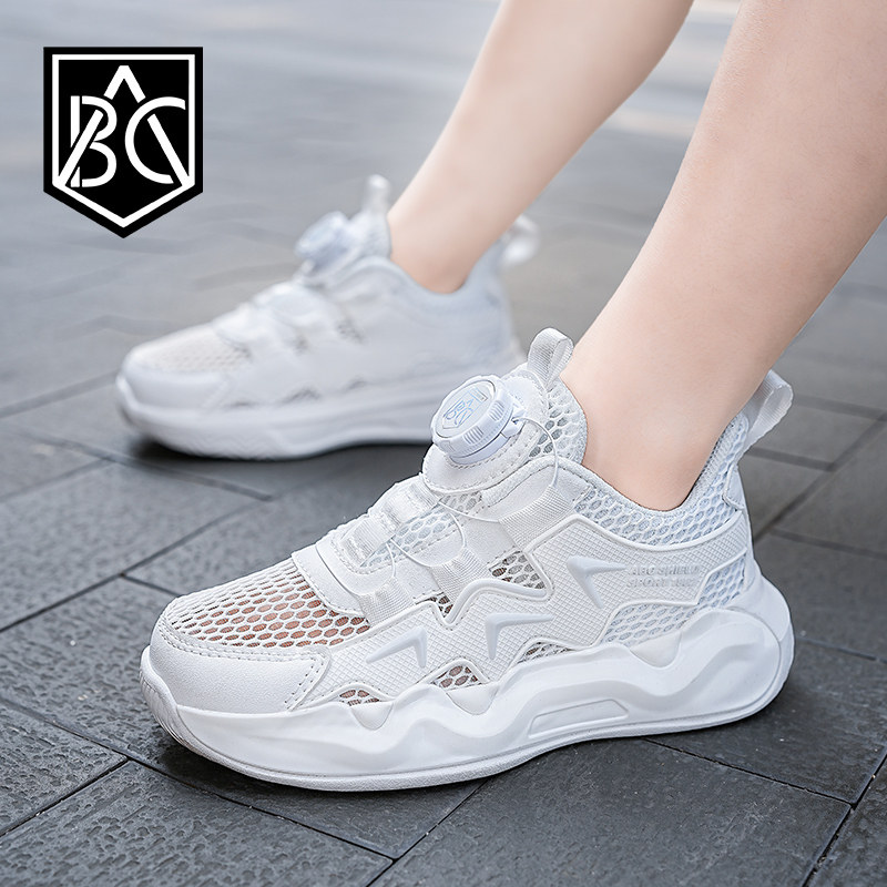 ABC SHIELD小白鞋校园白色运动鞋女童鞋夏季单网缕空透气儿童鞋子