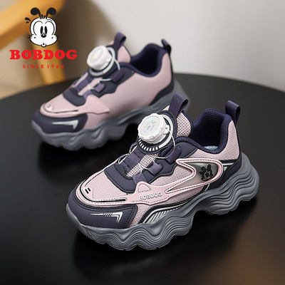 巴布豆童鞋女童运动鞋皮面老爹鞋