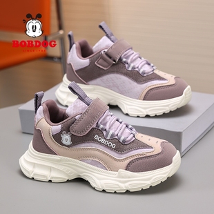 巴布豆童鞋女童老爹鞋春秋新款皮面儿童鞋子中大童软底男孩运动鞋