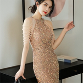 亮片连衣裙显瘦平时可穿 晚礼服裙轻奢小众高端短款 亏本清仓