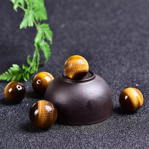 天然黄虎眼般若波罗蜜多心经珠子散珠diy饰品经文观音心咒圆珠