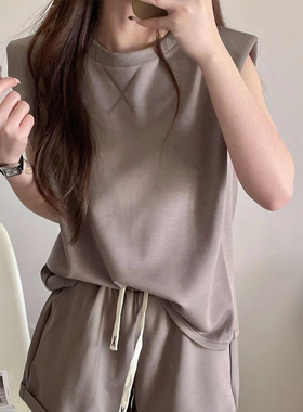 韩国御姐轻熟风套装女夏高级感气质名媛无袖上衣阔腿裤两件套洋气