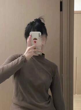 韩版半高领德绒磨毛保暖发热打底t女外穿内搭亲肤舒适纯色t恤秋冬