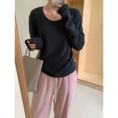 2024秋冬内搭b入圆领t恤打底衫 软糯亲肤弹力百搭纯色内搭长袖t恤