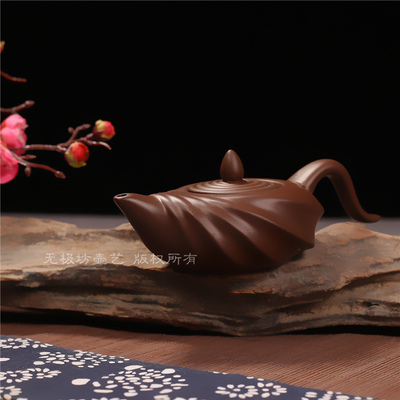 潮州艺术风海螺摆件博古紫砂茶壶